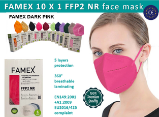 Σετ 10 τεμ FAMEX FFP2 DARK PINK – CE